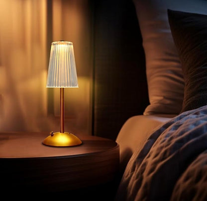 Portable Crystal Table Lamp,Cordless Metal Vintage Desk Lamp,3 Color Touch Control Rechargeable Lamp,3-Levels Brightness Room Decor Desk Lamp,Living Room,Kitchen,Dining Room Lamp (Gold-4)