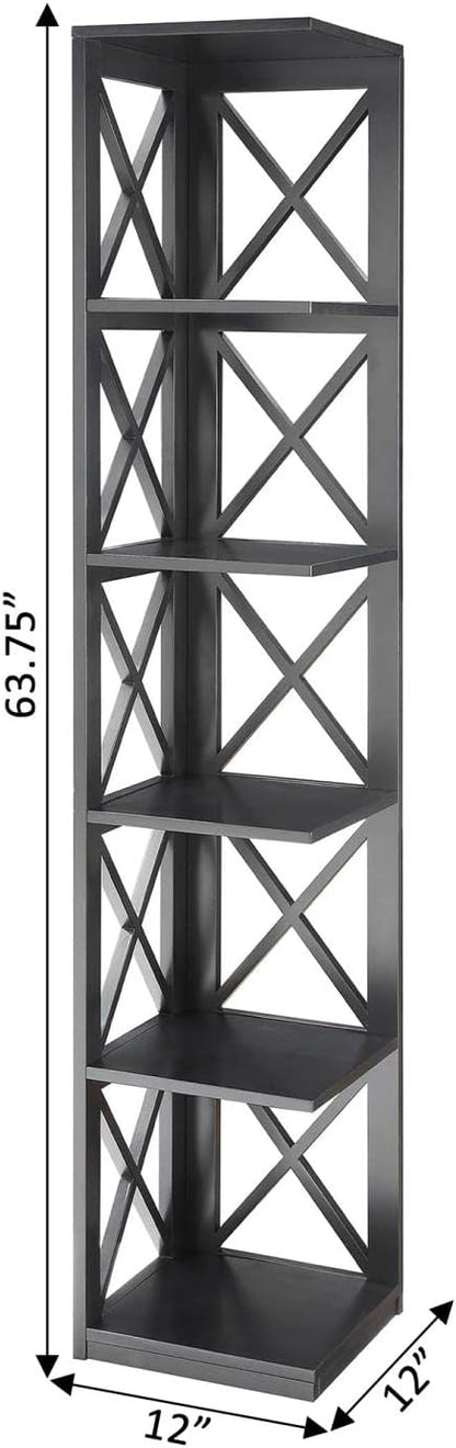 Convenience Concepts Oxford 5 Tier Corner Bookcase, Black