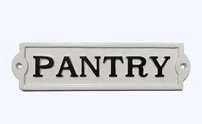 Farmhouse Decor Metal Pantry Signs - Cast Iron Door Room Plaques with "Pantry"