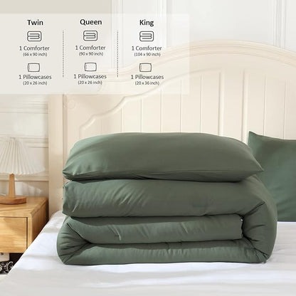 Emerald Green Comforter King Size, Modern Bedding Set for Women/Men, Cute Soft & Lightweight Microfiber Bed Sets, 3 pcs-1 Comforter & 2 Pillowcases 104"x90"
