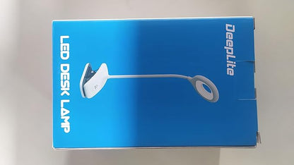 DEEPLITE LED Desk Lamp Clip on Lamp Battery Powered Clip on Light Book Light for Bed, Eye-Caring Flexible Arm Memory Touch 3 Color Modes & Stepless Brightness Portable Reading Light for Study Work.
