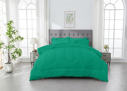 3 Piece Solid Color All Season Bedding Comforter Set Microfiber Soft Lightweight Bedding Set for Kids Teens Adults Room Decor with 1 Comforter and 2 Pillowcases Full