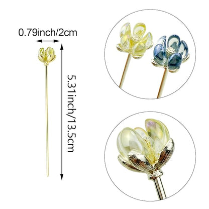 4PCS Lotus Hair Sticks for Buns, Vintage Retro Gold Metal Hair Sticks Pins Chinese Hanfu Asian Flower Hair Chopsticks Hairpins for Women Girls