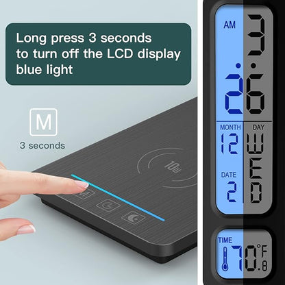 LED Desk Lamp with Wireless Charger, USB Charging Port, Sliding Dimmable Auto Timer Table Lamp with Night Light, Desk Lights with Clock for Study Reading Home Office