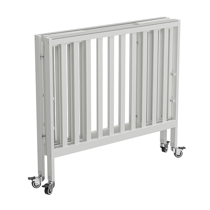 Baby Mini Crib - Modern Design Portable Crib, Sleek Folding Mini Baby Crib with Three Mattress Positions, Folds Flat for Easy Storage White