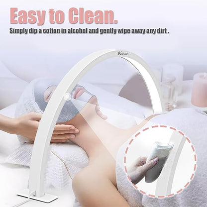 Half Moon Light for Nail Desk,30in Nail Desk Lamp, Lash Lamp for Eyelash Extensions Tattoo Spa Salon 180° All-Round Lighting Half Moon Nail Lamp with Cool/Warm Tones & 10 Brightness