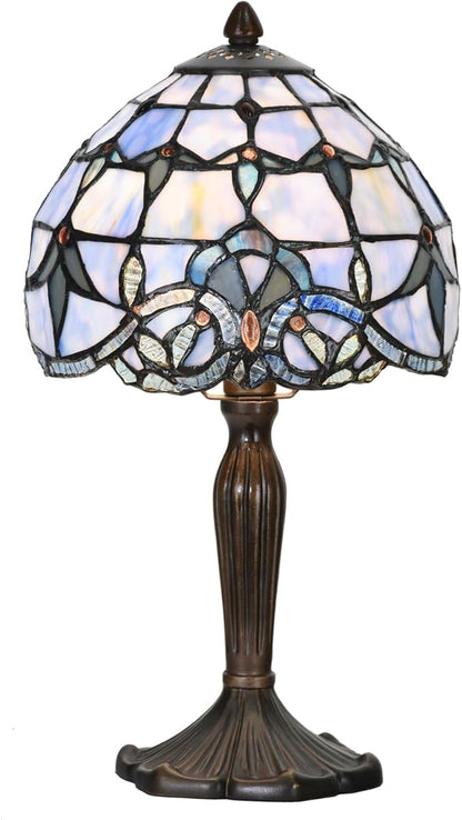 Tiffany Lamp Baroque Design Stained Glass Table Lamp for Living Room Bedroom Bedside Nightstand Home Office (Blue baroque)