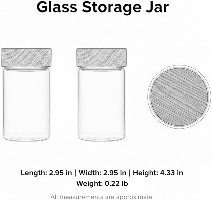 Glass Storage Jar with Acacia Wood Lid, Borosilicate Food Canister for Coffee Beans Tea Sugar Dry Pantry Staples (1 PC)