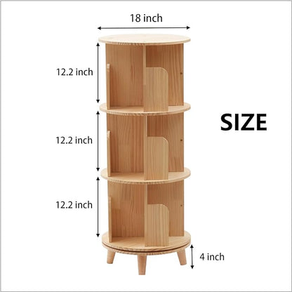 Gdrasuya10 3 Tier Rotating Bookshelf with Legs, Revolving Bookcase Standing Small Bookshelf Storage Wood Bookcase 360 Display Book Shelf Easy Assemble for Bedroom Study Room