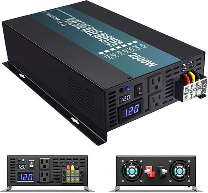 WZRELB Pure Sine Wave 2500W 12VDC 120VAC Power Inverter,Car Inverter，Remote Control
