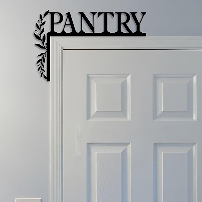 LIYOUYA Metal Pantry Flower Door Topper, door Sign, Door Corner Decor, Black Metal Wall Art, Simple Home Decor - For Kitchen (Black)