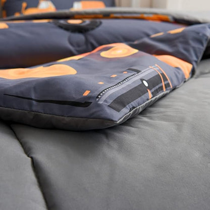 NTBED Construction Truck Comforter Set for Boys Kids Vehicles Excavator Cars Lightweight Microfiber Bedding Sets (Grey,Full)