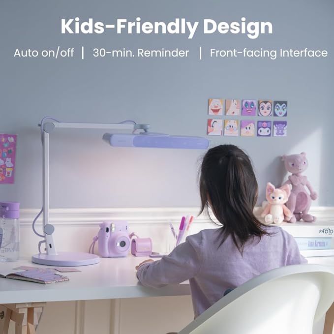 BenQ MindDuo 2 Kids Study Lamp (Purple), Wide & Even Illumination, Auto Dimming, Brightness & Color Adjustment, Presence Detection