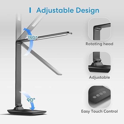 meross Smart LED Desk Light, Metal LED Desk Lamp Works with HomeKit, Alexa and Google Home, WiFi Eye-Caring Smart LED Desk Lamp for Home Office with Tunable White, Remote Control, Schedule and Timer