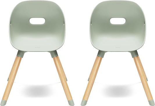 Lalo The Play Chair, Wooden and Non-Toxic Plastic Kids and Toddler Chair - Sturdy Bucket Seat and Easy to Clean Kids Chair with up to 200 lb. Weight Capacity, Set of 2 - Sage