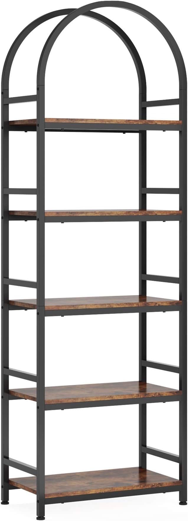Tribesigns 5-Tier Open Bookshelf, 74.4" Wood Bookcase Storage Shelves with Metal Frame, Freestanding Display Rack Tall Shelving Unit for Office, Bedroom, Living Room, Easy Assembly(Brown, 1PC)