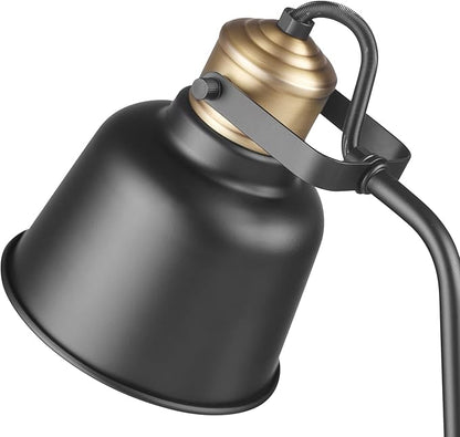 Globe Electric 30297 18" Desk Lamp with 2.1 USB Port, Matte Black, Brass Accents, Push Button On/Off Switch, Home Décor, Desk Lamps for Home Office, Home Office Accessories, Home Improvement
