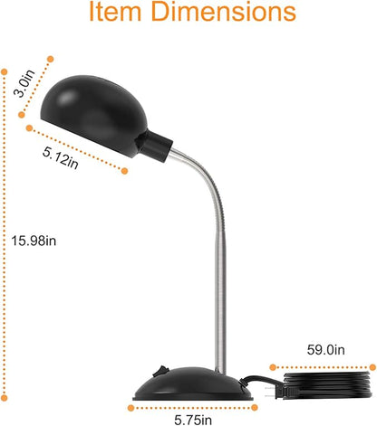 LEPOWER Metal Desk Lamp, Flexible Goose Neck Table Lamp, Eye-Caring Study Desk Lamp with E12 Lamp Base, Adjustable Desk Lamp for Living Room, Bedroom, Study Room and Home Office (Black)