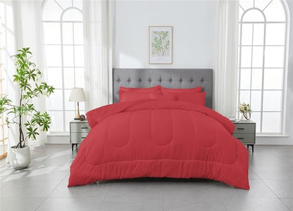 3 Piece Solid Color All Season Bedding Comforter Set Microfiber Soft Lightweight Bedding Set for Kids Teens Adults Room Decor with 1 Comforter and 2 Pillowcases King