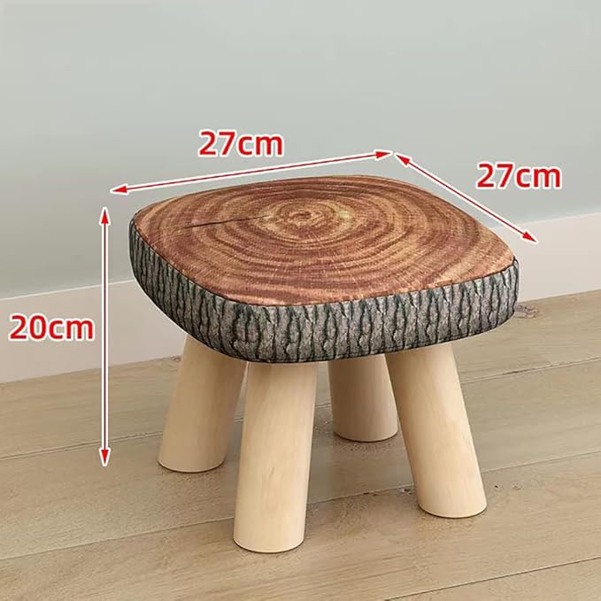 Solid Wood Stool Home Square Low Stool Cute Children's Sofa Stool Chair Fashion Cartoon Creative Small Stool for Kids and Adult, Changing Stool Coffee Table Stool, Bear 330lb (Tree Stump)