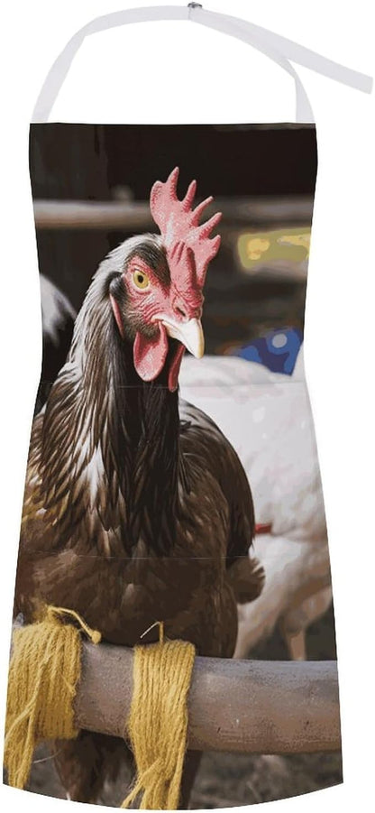 Farm Animal Apron Waterproof Oil-proof Large Pocket Apron Adjustable Neck Strap Unisex Kitchen Aprons For Chef Cooking Baking Gardening BBQ