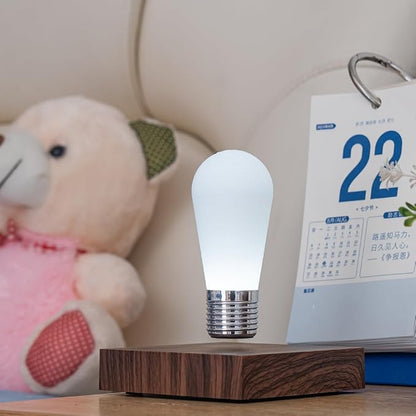 Levitating Bulb Lamp Magnetic Floating Light Desk Lamp Night Light, 360 Degree Wireless Automatic Rotating Light for Gifts Home Office Decor Desk Tech Toys (Square-Mini Dark Brown)