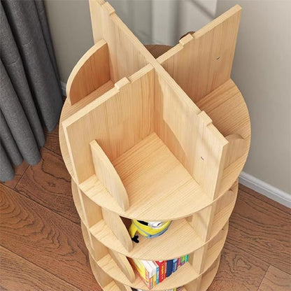 Gdrasuya10 3 Tier Rotating Bookshelf with Legs, Revolving Bookcase Standing Small Bookshelf Storage Wood Bookcase 360 Display Book Shelf Easy Assemble for Bedroom Study Room
