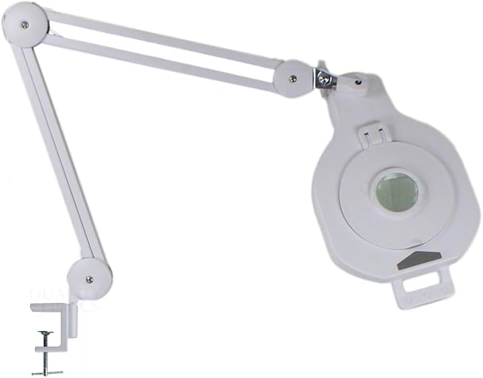 Quality Optics® 8D/5D 4 Function 90 LED Lighted, Swing Arm Workstation Magnifier w/UV Black Light & Optional Stand
