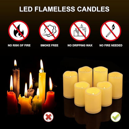 Aignis 14pcs Flameless LED Candles Battery Operated with Remote Timer, Outdoor Indoor Waterproof, Warm Glow for Cozy & Romantic Home/Wedding/Holiday Décor (D 3'' x H 4''/5''/6'')