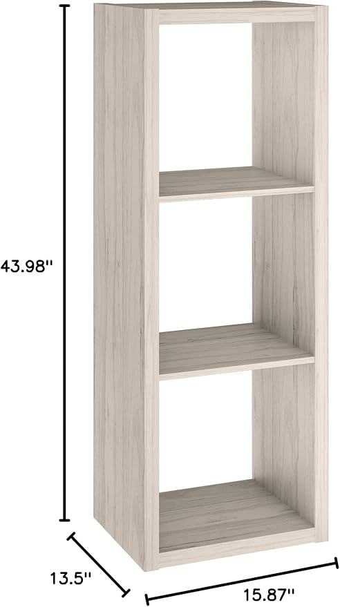 ClosetMaid 4543 Decorative Open Back 3-Cube Storage Organizer, Bleached Walnut