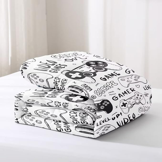 Gaming Comforter for Boys Teens,Game Bedding Sets Twin,Kids Gamer Comforter Set,Video Game Bedroom Decor,Gamepad Controller Duvet Insert All Season 3 Piece 1 Comforter and 2 Pillowcases