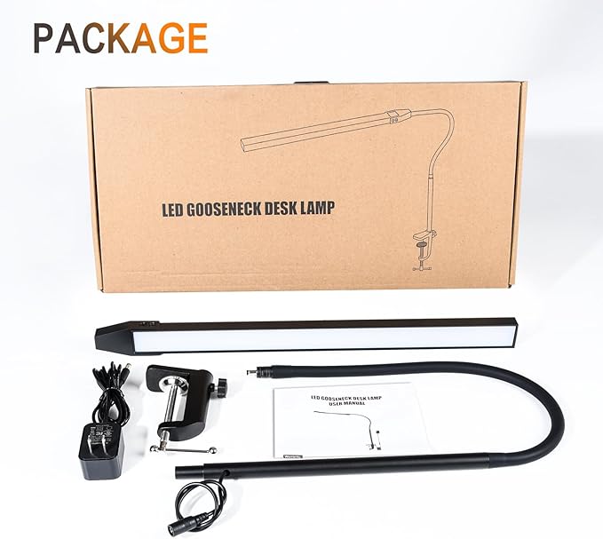 Clamp on Lamp, CeSunligt LED Desk Lamp, 12W, 800 LMS, 3 Color Modes, Multi Brightness Adjustable, Eye-Caring Touch Task Lamp for Reading, Home, Office (Adapter Included)