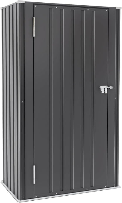Greesum 55'' Metal Storage Shed, 22 Cuft Storaged Cabinet with Lockable Door, Vertical Tool Organization Cabinets Without Shelves, for Home, Backyard, Patio, Garage, Lawn, Black