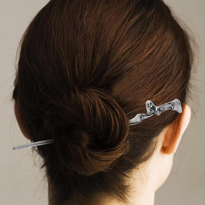 Lurrose Metal Hair Sticks for Women 2Pcs Chinese Hairpins Vintage Hair Jewelry Accessories for Buns and Styling 6.69In Durable Chopsticks with Geometric Design