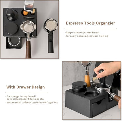 CAFEMASY Espresso Tamping Station Organizer - Espresso Machine Accessories Coffee Tamper Station Holder for 58mm Epsresso Portafilter Coffee Tools Organzier for Baristas