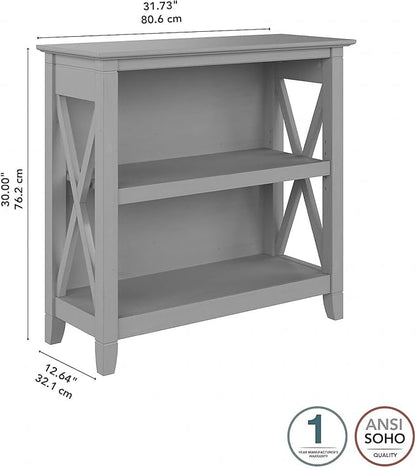 Bush Furniture Key West Small 2 Shelf Bookcase in Cape Cod Gray