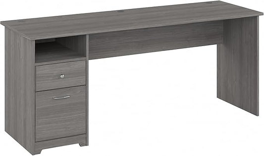 Bush Furniture Cabot Desks for Home Office with Storage and Chrome Hardware | Elegant Computer Table with Drawers, 72W, Modern Gray