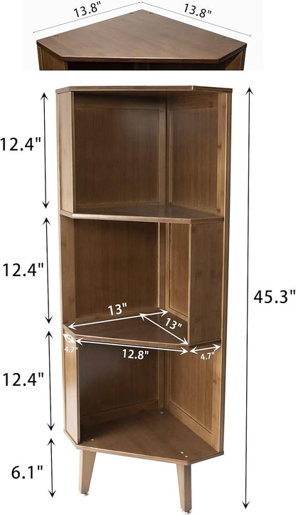 3-Shelf Corner Bookcase Industrial Corner Bookshelf A-Shaped Display Corner Storage Tall Bookshelf Multifunctional Storage Display Stand Shelf for Home Office Living Room Decoration…