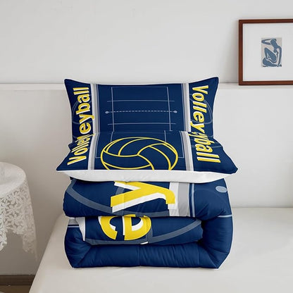 Feelyou Volleyball Bedding Set Twin Size Sports Game Comforter Set for Kids Boys Girls Decor Volleyball Player Comforter Microfiber Sports Gaming Duvet Set Bedroom Quilt Set