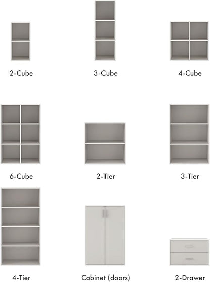 Apexa 6 Cube Storage Organizer Shelves, Stackable Wood Bookcase Fits Cubby Bins for Organization, Dorm Teen Room Decor & Home Office, Greige