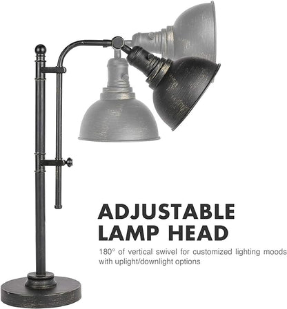 VONLUCE Rustic Desk Lamp Black Adjustable, Industrial Style Metal Task Lamp (25"-29"), Vintage Work Lamp, Farmhouse Reading Lamp in Aged Bronze Finish, ETL Certificate