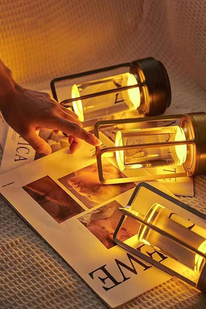 Portable Metal Table Lamp for Indoor/Outdoor ,Rechargeable Cordless LED Lamp, 3-Colour Infinitely Dimming Battery Powered Small Desk Lamp, Restaurant/Bedroom/Bar/Coffee Shop/Camping Light (Gold)