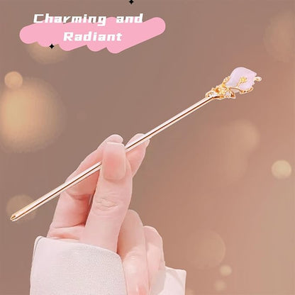 2 Pcs Gold Hair Stick Metal Rhinestone Hair Fork Traditional Hair Chopsticks for Women Vintage Hair Accessories