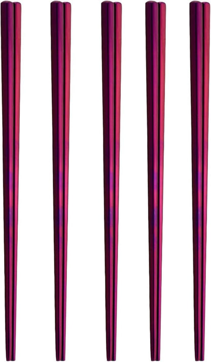 Stainless Steel Chopsticks,Reusable ,Dishwasher Safe , Easy to Use（5 PCS,purple）