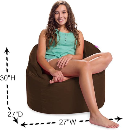 Posh Creations Structured Comfy Bean Bag Chair for Gaming, Reading, and Watching TV, Sonoma Lounge, Microsuede - Chocolate