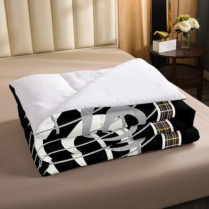 Erosebridal Paino Keys Bedding Set King Size Musical Notes Comforter Set Guitar Rock Music Bedding Comforter for Kids Boys Teens Men Retro Black White Grey Down Comforter Bedroom Decor 3 Piece