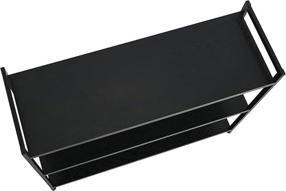 Household Essentials 3 Tier Wide Book Shelf, Medium, Black Oak Finish