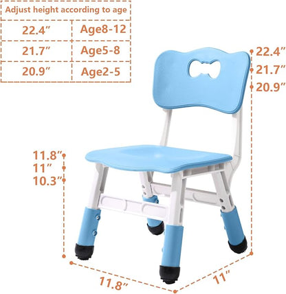 Adjustable Kid Chairs Indoor 3 Level Adjustable Suitable for Children Age 2-6. Maximum load-bearing 220LBS Suitable for Family Classroom and Nursery Child Seat Set (2-Pack-Blue)