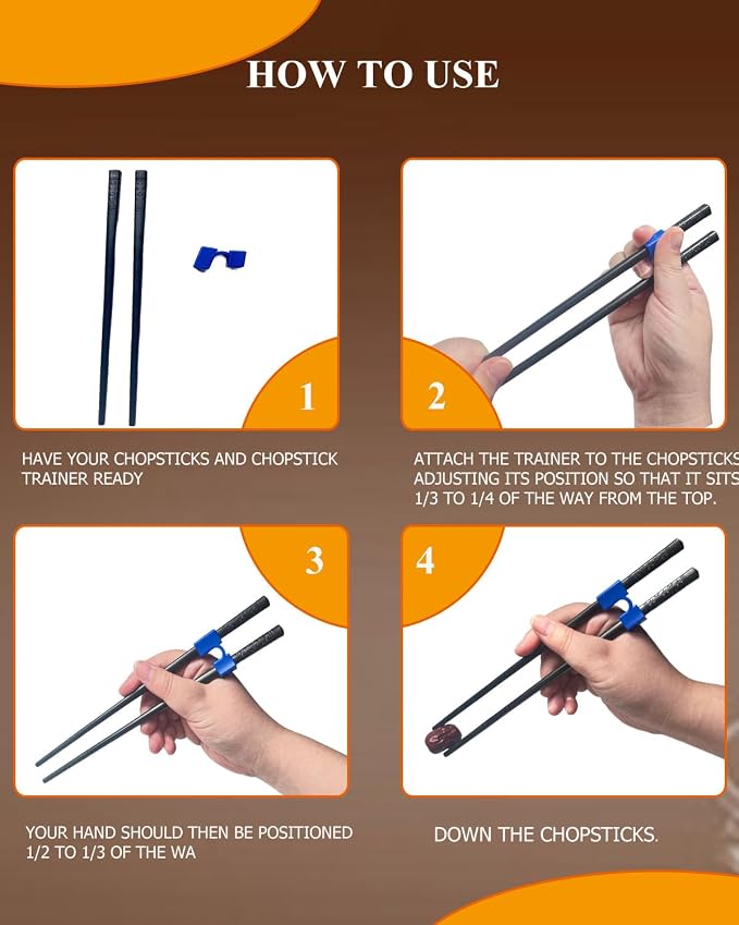 Reusable Chopsticks for Beginner- Fiberglass Training Chop sticks, 10 Pairs Non-Slip Chopsticks Helpers Set, Japanese Chop Sticks Dishwasher Safe 9.45Inch