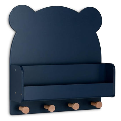 Delta Children babyGap Graham 4-in-1 Convertible Crib with Storage Drawer + Brannan Bear Bookcase with Bins + Brannan Bear Wall Shelf with 4 Hooks, Navy/Light Blue (Bundle)